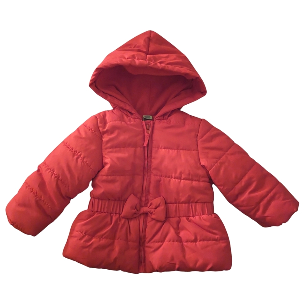 Bright Red Hooded  LITTLE ME Puffer Jacket Spring Travel Coat 12T